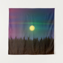 Wheat Field Night sky en moon Oil Painting Summer