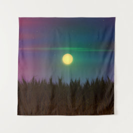 Wheat Field Night sky en moon Oil Painting Summer Wandkleed