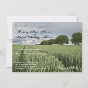 Wheat Field Oak Tree Country Wedding Invitations Kaart