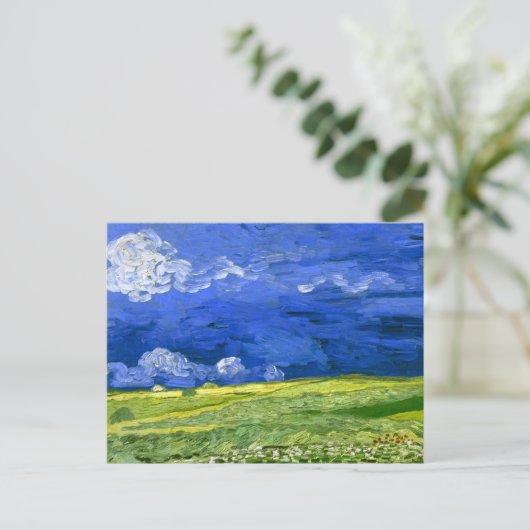 Wheat field onder Clouded Sky Van Gogh Fine Art Briefkaart (Staand voorkant)