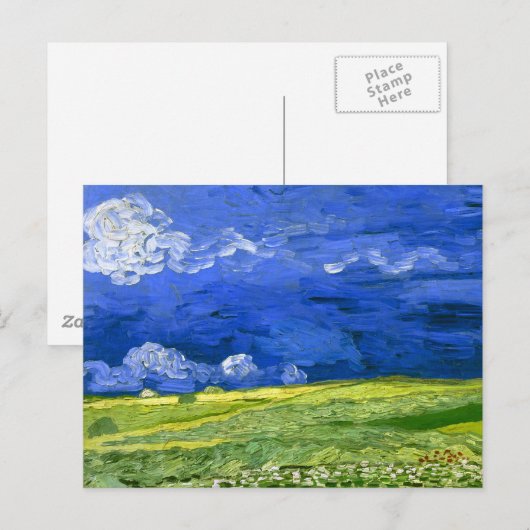 Wheat field onder Clouded Sky Van Gogh Fine Art Briefkaart (Voorkant / Achterkant)
