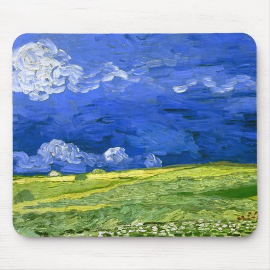 Wheat field onder Clouded Sky Van Gogh Fine Art Muismat (Voorkant)