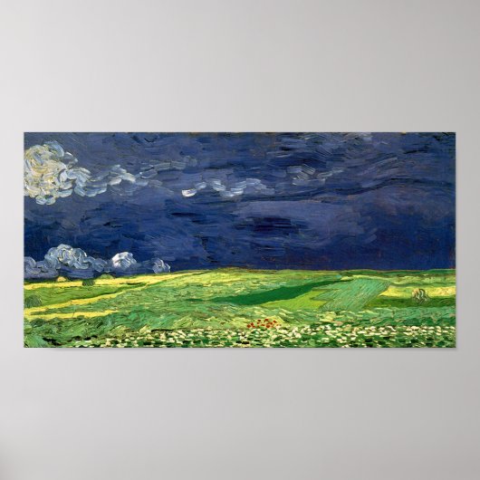 Wheat field onder Clouded Sky Van Gogh Fine Art Poster (Voorkant)