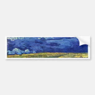 Wheat field onder de wolkskast van Vincent Van Gog Bumpersticker