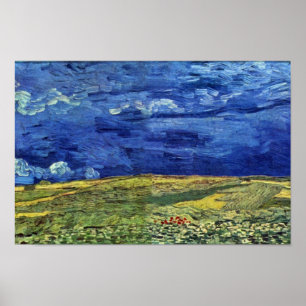 Wheat field onder de wolkskast van Vincent Van Gog Poster
