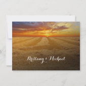 Wheat Field Sunset Country Wedding Invitations Kaart (Achterkant)
