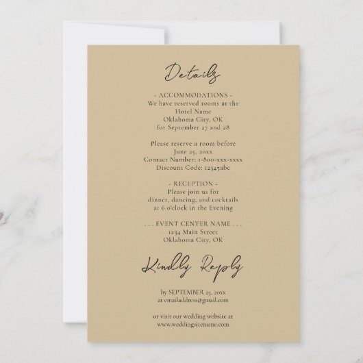 Wheat Field Treding Wedding All in One Invitation Kaart (Achterkant)