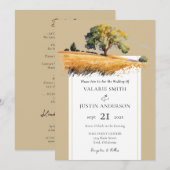 Wheat Field Treding Wedding All in One Invitation Kaart (Voorkant / Achterkant)