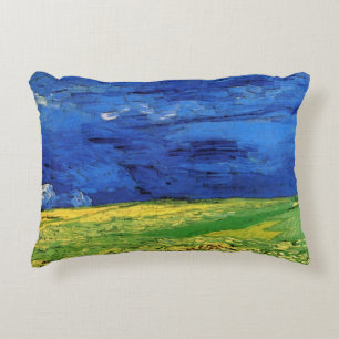 Wheat Field under Clouded Sky by Vincent van Gogh Accent Kussen