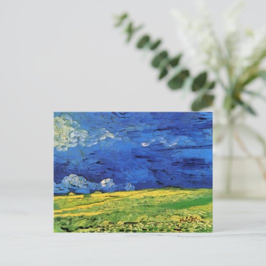 Wheat Field under Clouded Sky by Vincent van Gogh Briefkaart (Staand voorkant)