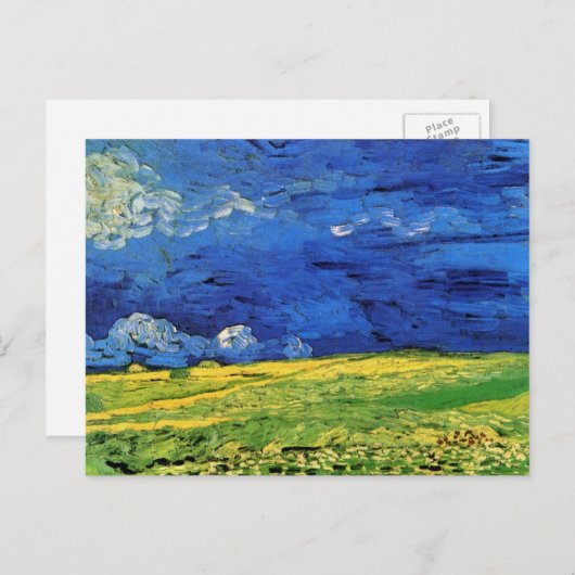 Wheat Field under Clouded Sky by Vincent van Gogh Briefkaart (Voorkant / Achterkant)