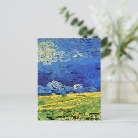 Wheat Field under Clouded Sky by Vincent van Gogh Briefkaart (Staand voorkant)
