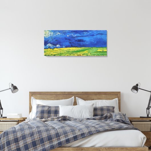 Wheat Field under Clouded Sky by Vincent van Gogh Canvas Afdruk (Insitu (Slaapkamer))