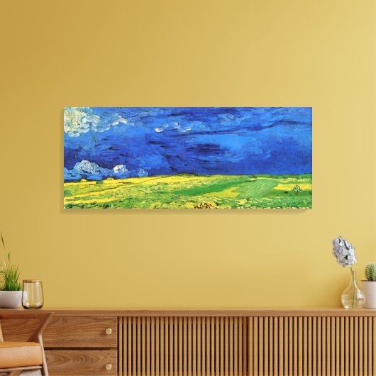 Wheat Field under Clouded Sky by Vincent van Gogh Canvas Afdruk (Insitu (Woonkamer))