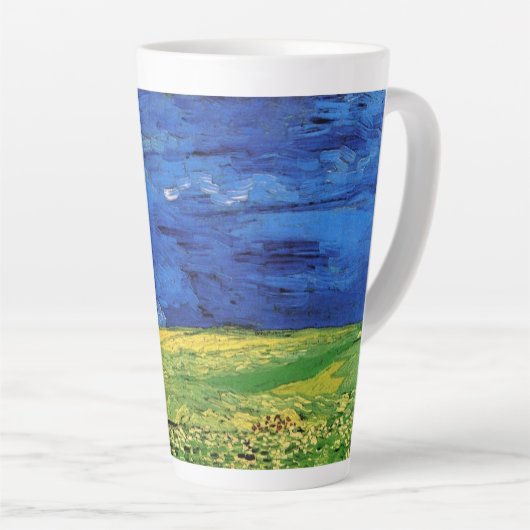 Wheat Field under Clouded Sky by Vincent van Gogh Latte Mok (Rechterhoek)