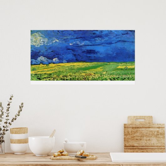 Wheat Field under Clouded Sky by Vincent van Gogh Poster (Keuken)