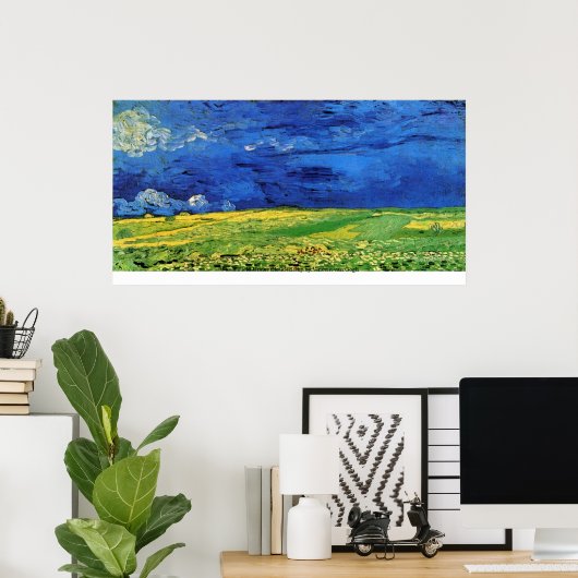 Wheat Field under Clouded Sky by Vincent van Gogh Poster (Thuiskantoor)