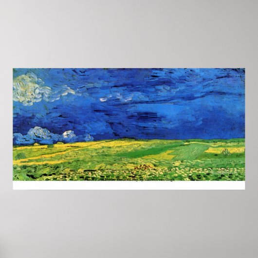 Wheat Field under Clouded Sky by Vincent van Gogh Poster (Voorkant)