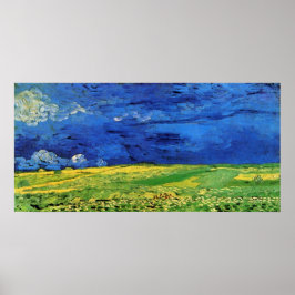Wheat Field under Clouded Sky by Vincent van Gogh Poster