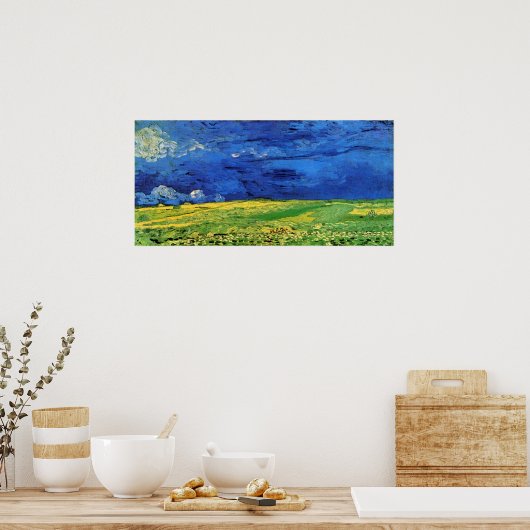 Wheat Field under Clouded Sky by Vincent van Gogh Poster (Keuken)
