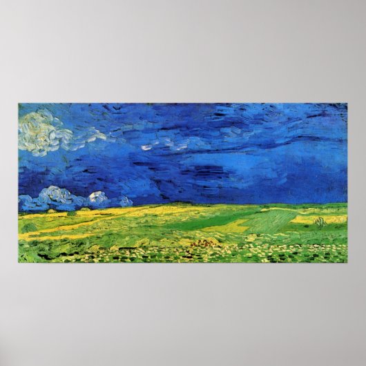 Wheat Field under Clouded Sky by Vincent van Gogh Poster (Voorkant)