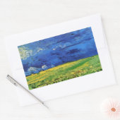 Wheat Field under Clouded Sky by Vincent van Gogh Rechthoekige Sticker (Envelop)