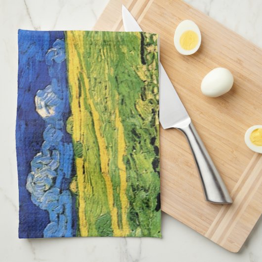 Wheat Field under Clouded Sky by Vincent van Gogh Theedoek (Quarter Fold)