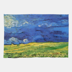Wheat Field under Clouded Sky by Vincent van Gogh Theedoek