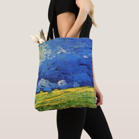 Wheat Field under Clouded Sky by Vincent van Gogh Tote Bag (Dichtbij)