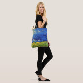 Wheat Field under Clouded Sky by Vincent van Gogh Tote Bag (Op model)