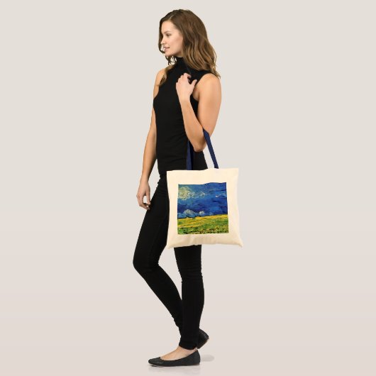 Wheat Field under Clouded Sky by Vincent van Gogh Tote Bag (Voorkant (model))