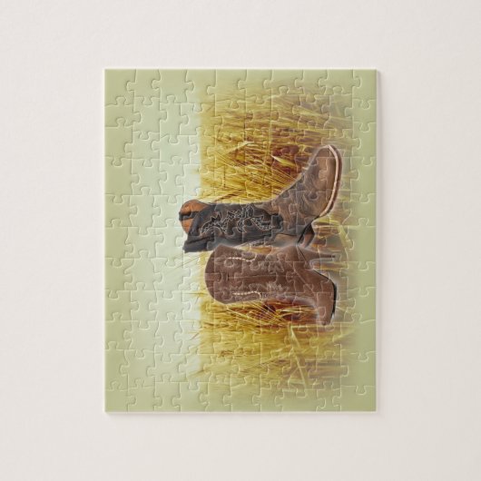 Wheat Field western country cowboylaarzen Legpuzzel (Verticaal)