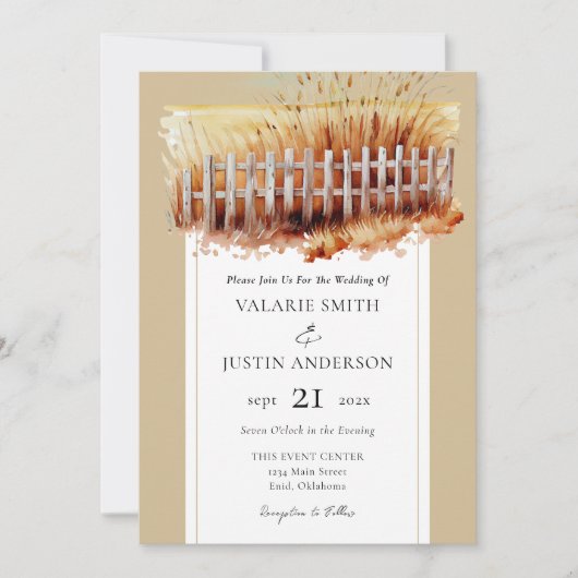 Wheat Field Western Wedding All in One Invitation Kaart (Voorkant)