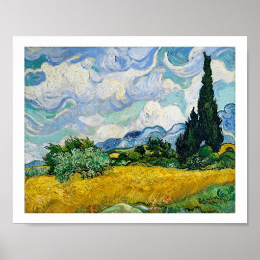 "WHEAT FIELD with CYPRESSES" 1889 VINCENT VAN GOGH Poster (Voorkant)