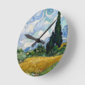 Wheat Field with Cypresses Wall Clock Ronde Klok (Hoek)