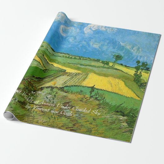 Wheat Fields at Auvers under Clouded Sky, Van Gogh Cadeaupapier (Uitgerold)