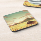 Wheat fields at sunrise bier onderzetter (Linkerzijde)