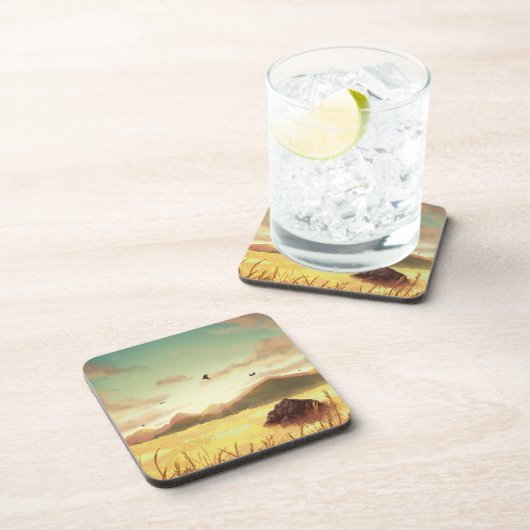 Wheat fields at sunrise bier onderzetter (Rechterzijde)