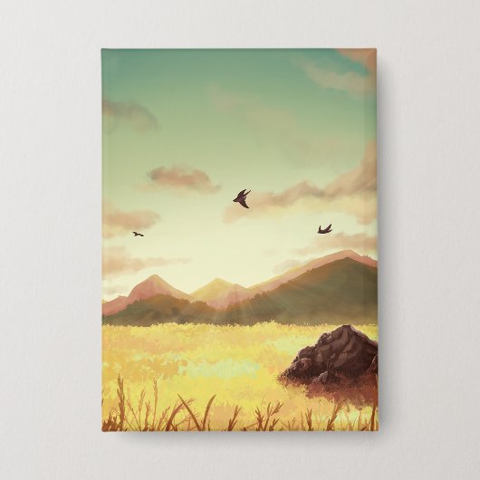 Wheat fields at sunrise button (Voorkant)