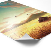 Wheat fields at sunrise foto afdruk (Hoek)