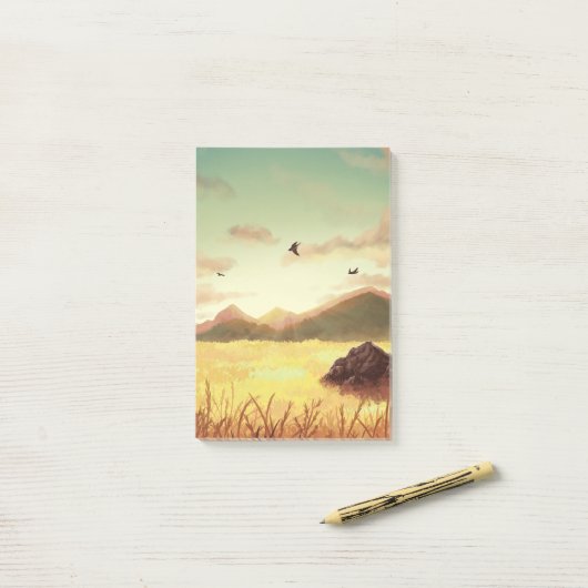 Wheat fields at sunrise post-it® notes (Op bureau)