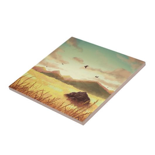 Wheat fields at sunrise tegeltje (Zijkant)