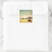 Wheat fields at sunrise vierkante sticker (Tas)