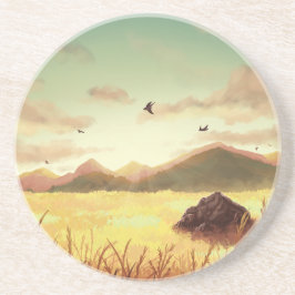 Wheat fields at sunrise zandsteen onderzetter