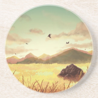 Wheat fields at sunrise zandsteen onderzetter