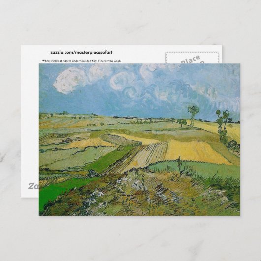 Wheat Fields auvers Clouded Sky Van Gogh Fine Art Briefkaart (Voorkant / Achterkant)