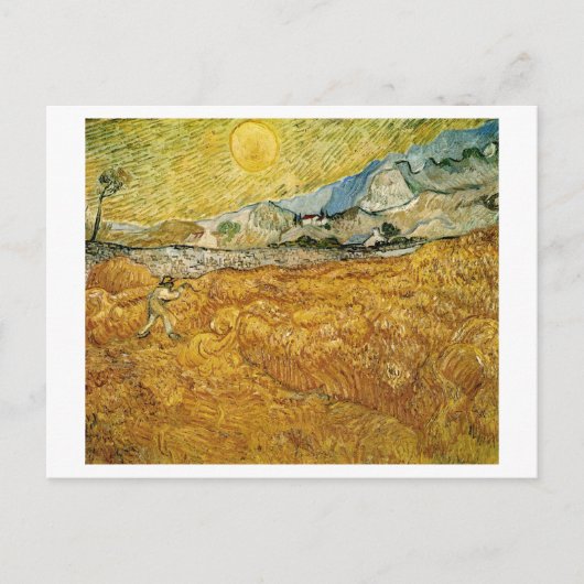 Wheat Fields Hospital Reaper Van Gogh Fine Art Briefkaart (Voorkant)