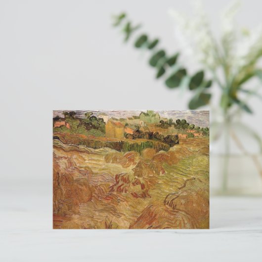 Wheat Fields met Auvers van Vincent van Gogh Briefkaart (Staand voorkant)