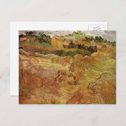 Wheat Fields met Auvers van Vincent van Gogh Briefkaart (Voorkant / Achterkant)