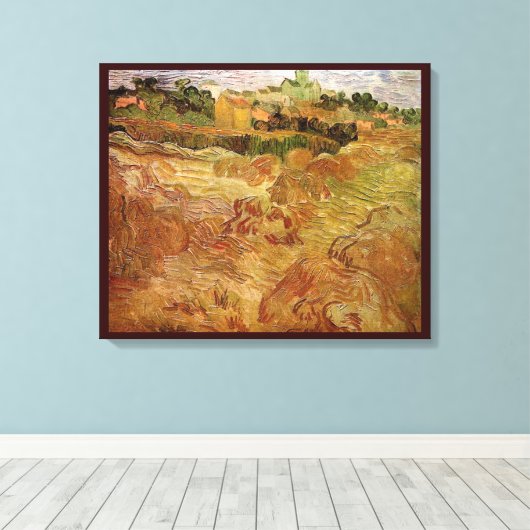 Wheat Fields met Auvers van Vincent van Gogh Canvas Afdruk (Insitu (Houten vloer))
